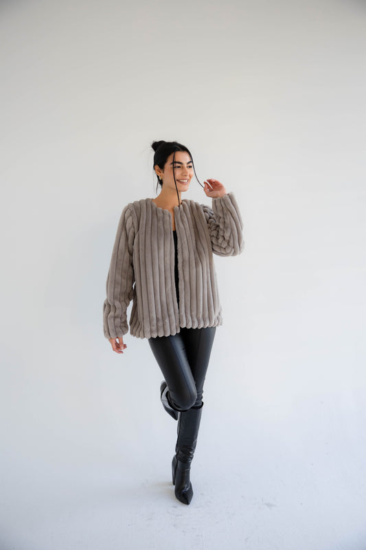 Wild Desire Fur Jacket In Greige [ Limited Edition ]