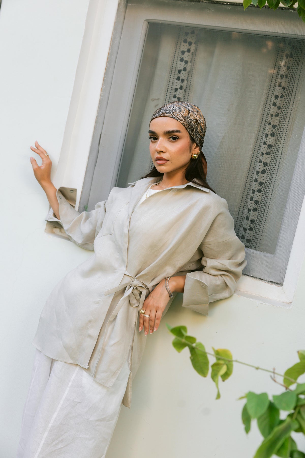 Side Tie Linen Shirt - Griege
