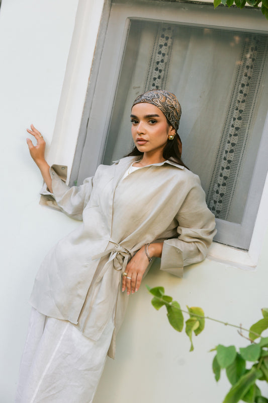 Side Tie Linen Shirt - Griege