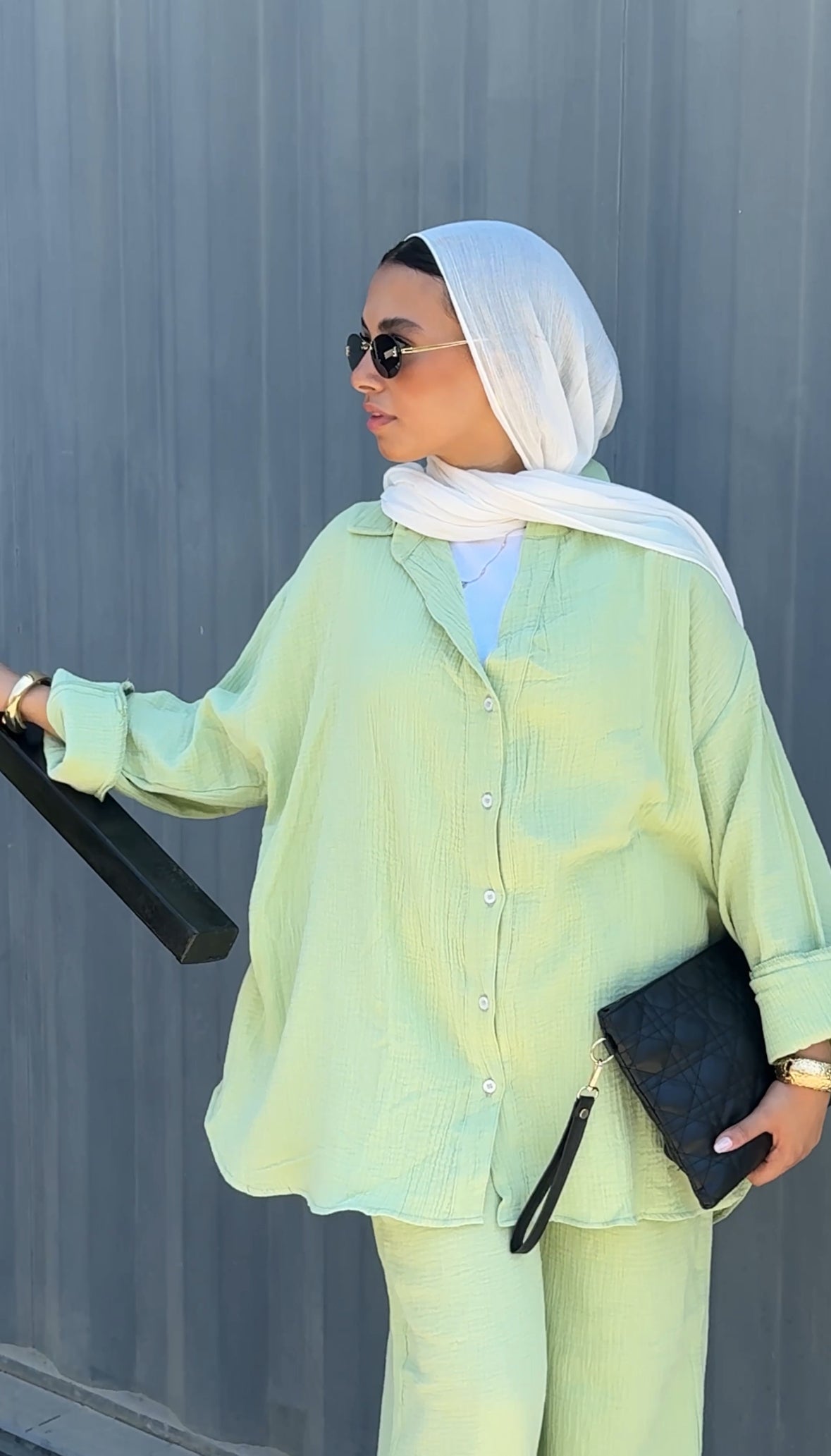 The breezy set in apple green
