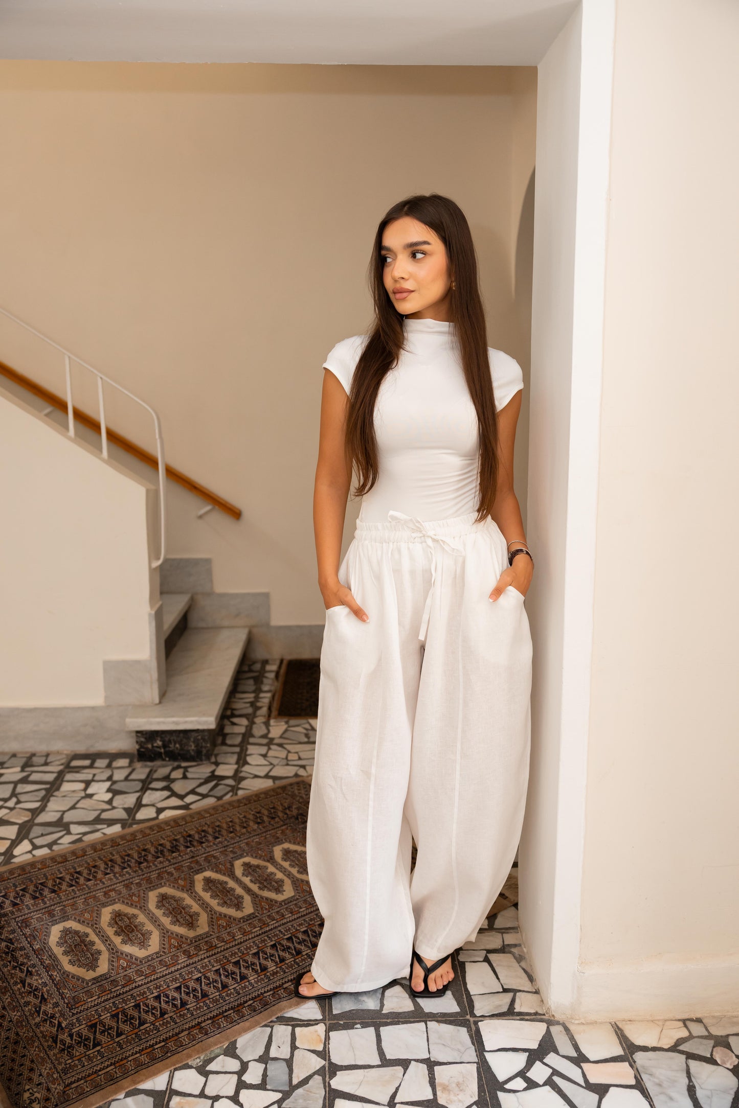 Ballon Linen Pants - White