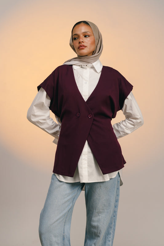 All in one vest - burgundy