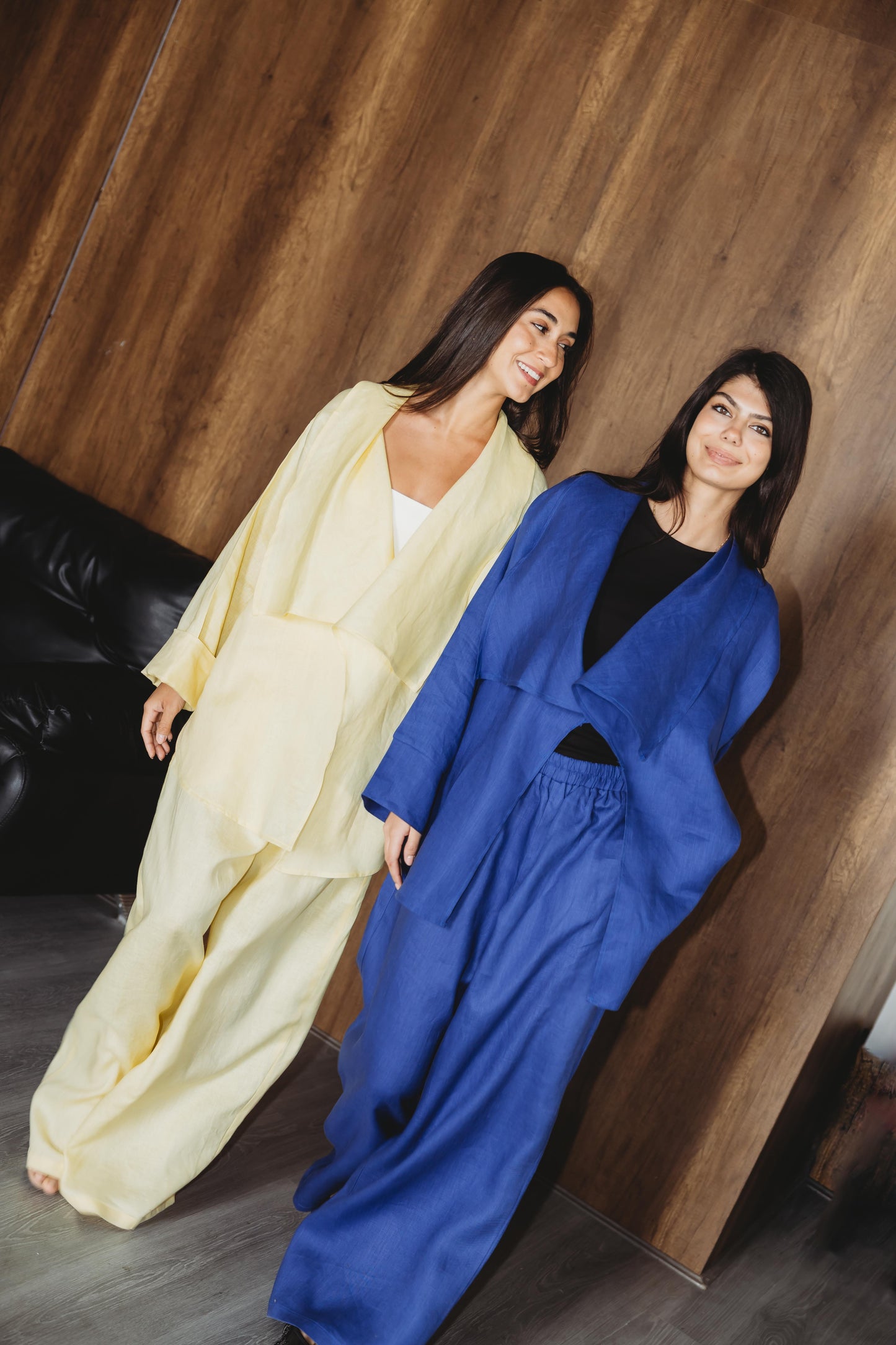 Linen Flow Cardigan Set - Royal Blue