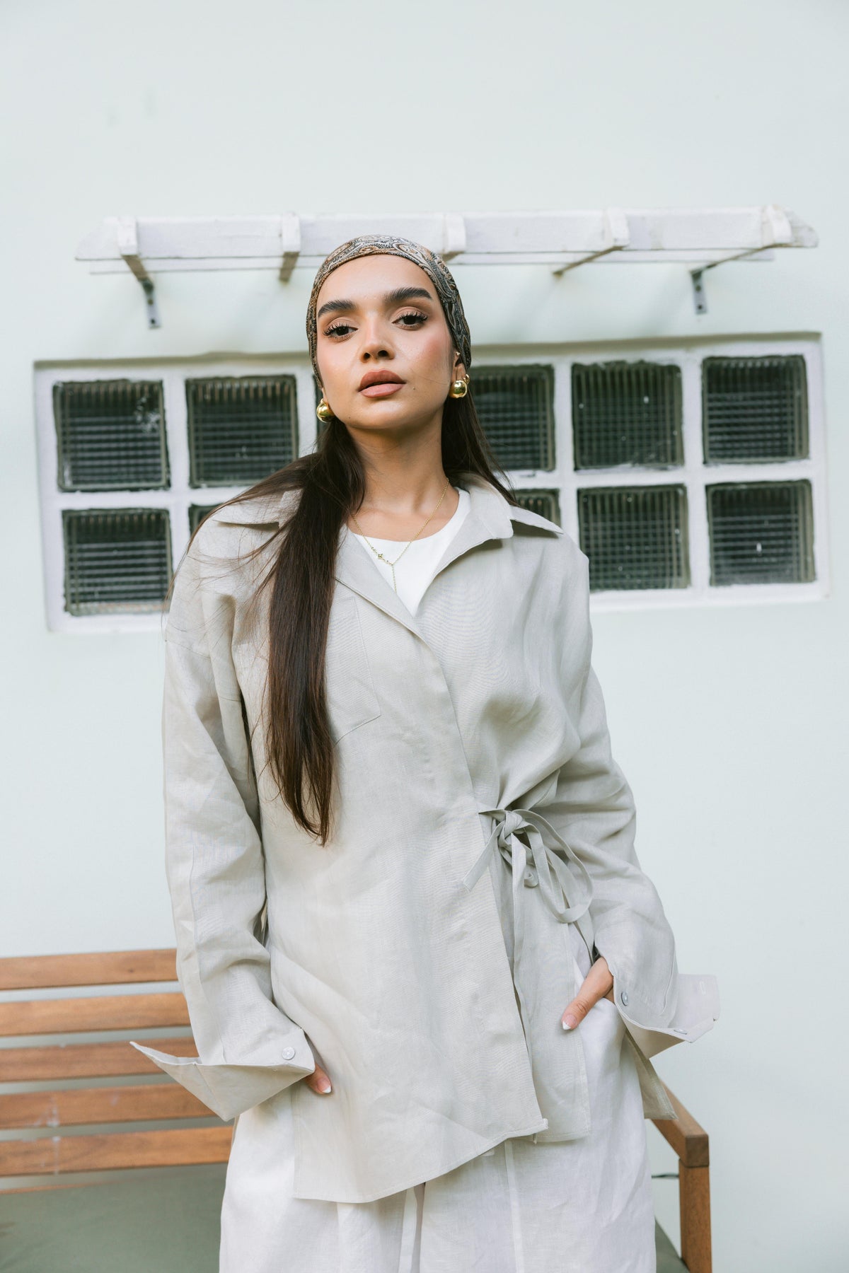 Side Tie Linen Shirt - Griege