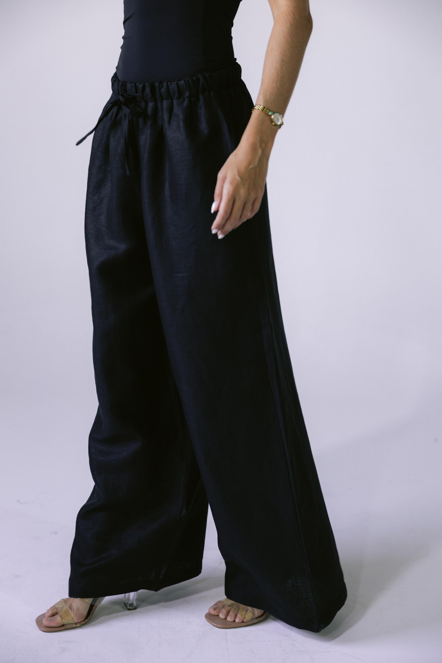 Pure Linen Pants - Black