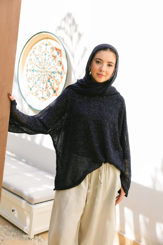 Midnight Crochet Top - Navy