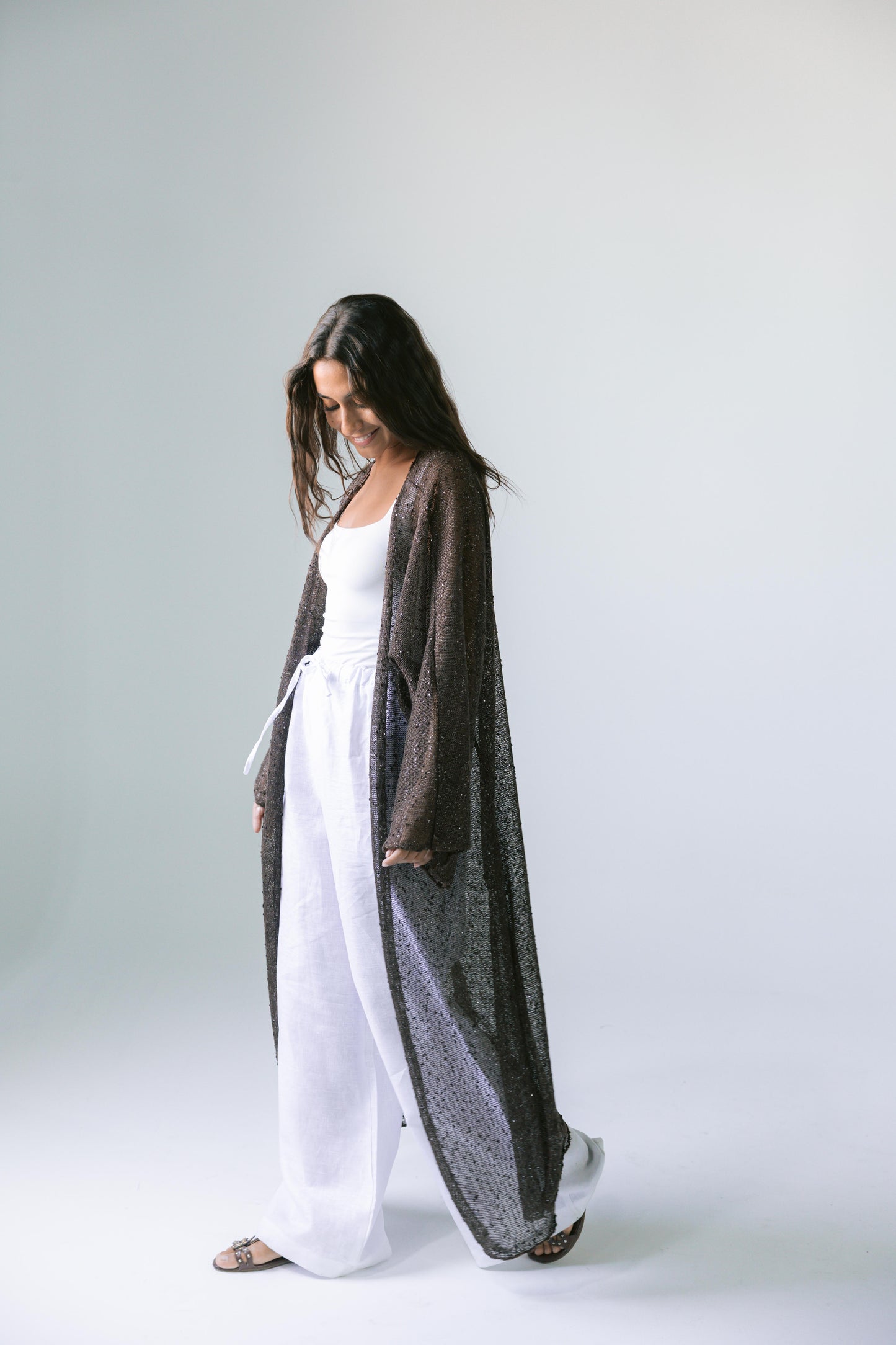 Midnight Crochet Cardigan - Brown