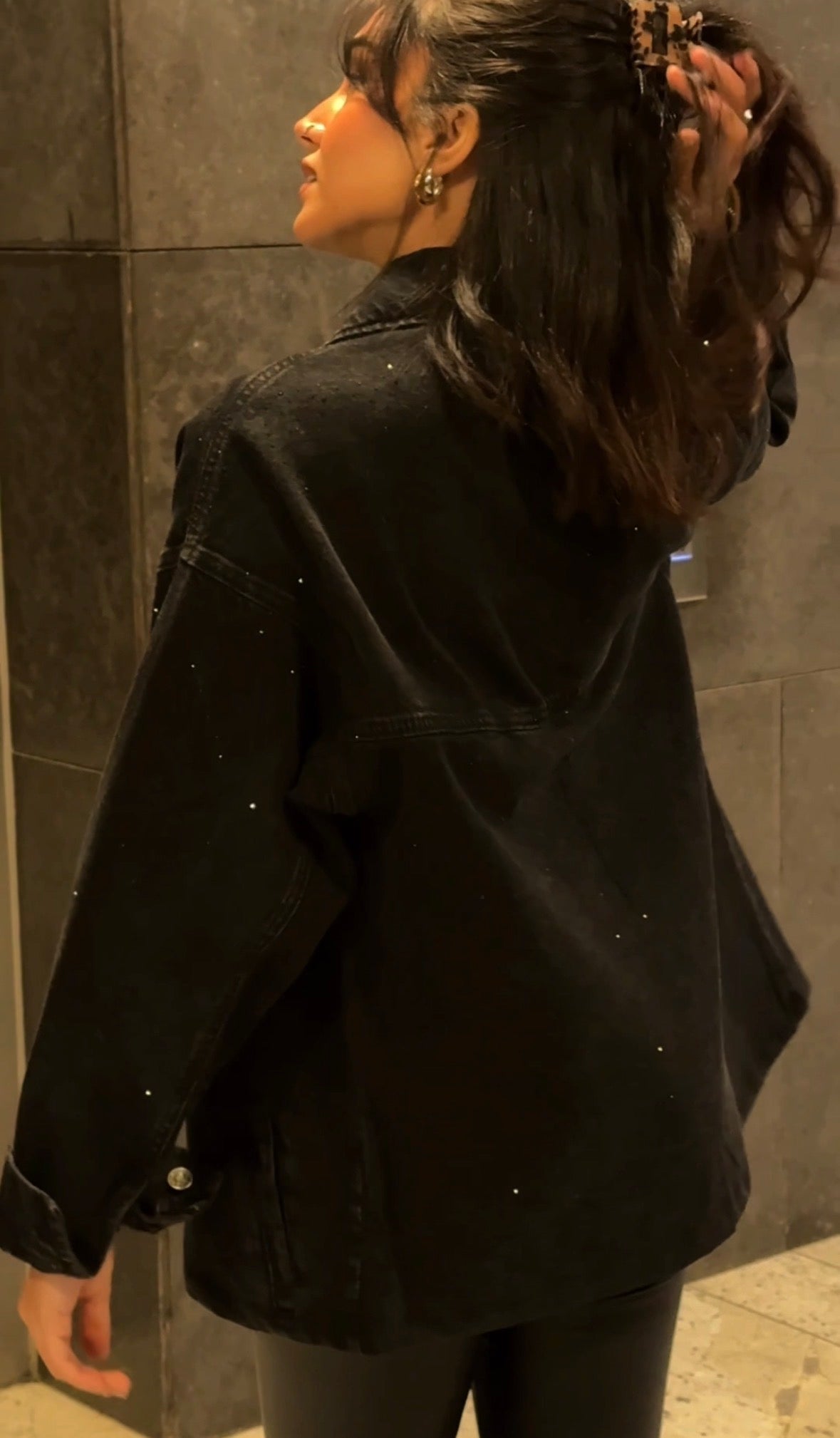 Starluxe Studded Denim Jacket In Black