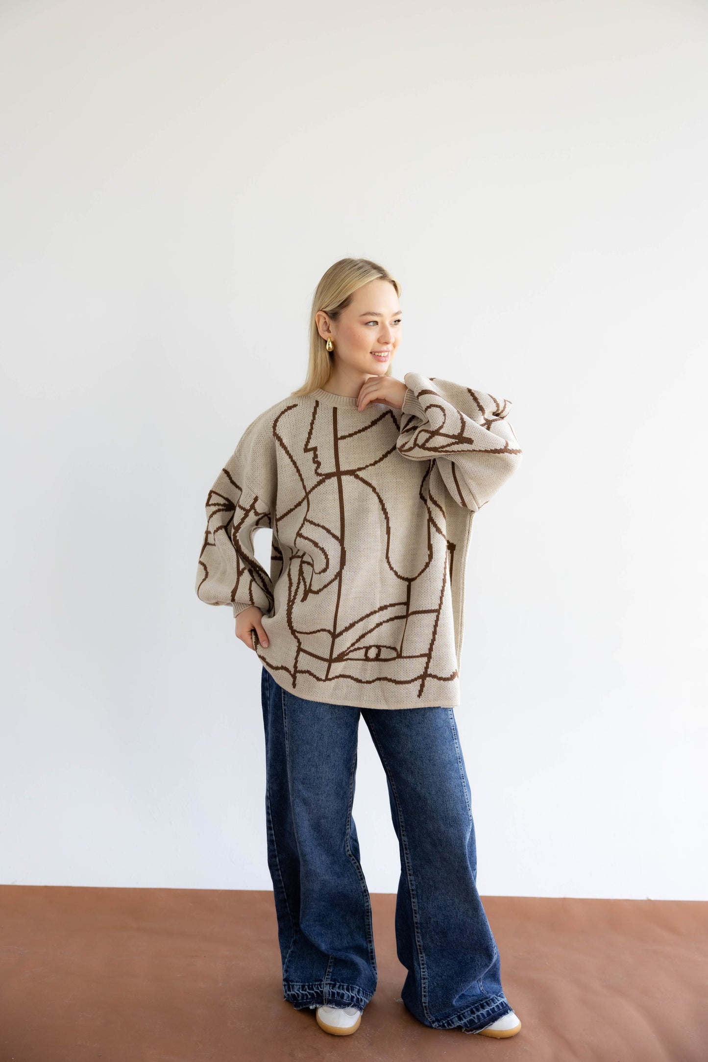 Boho Knit Sweater In Choco