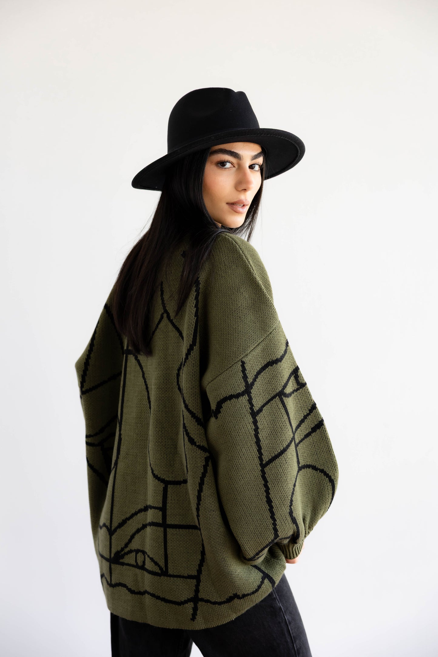 Boho Knit Sweater In Olive