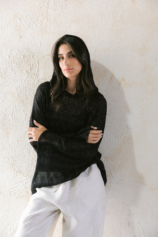 Midnight Crochet Top - Black