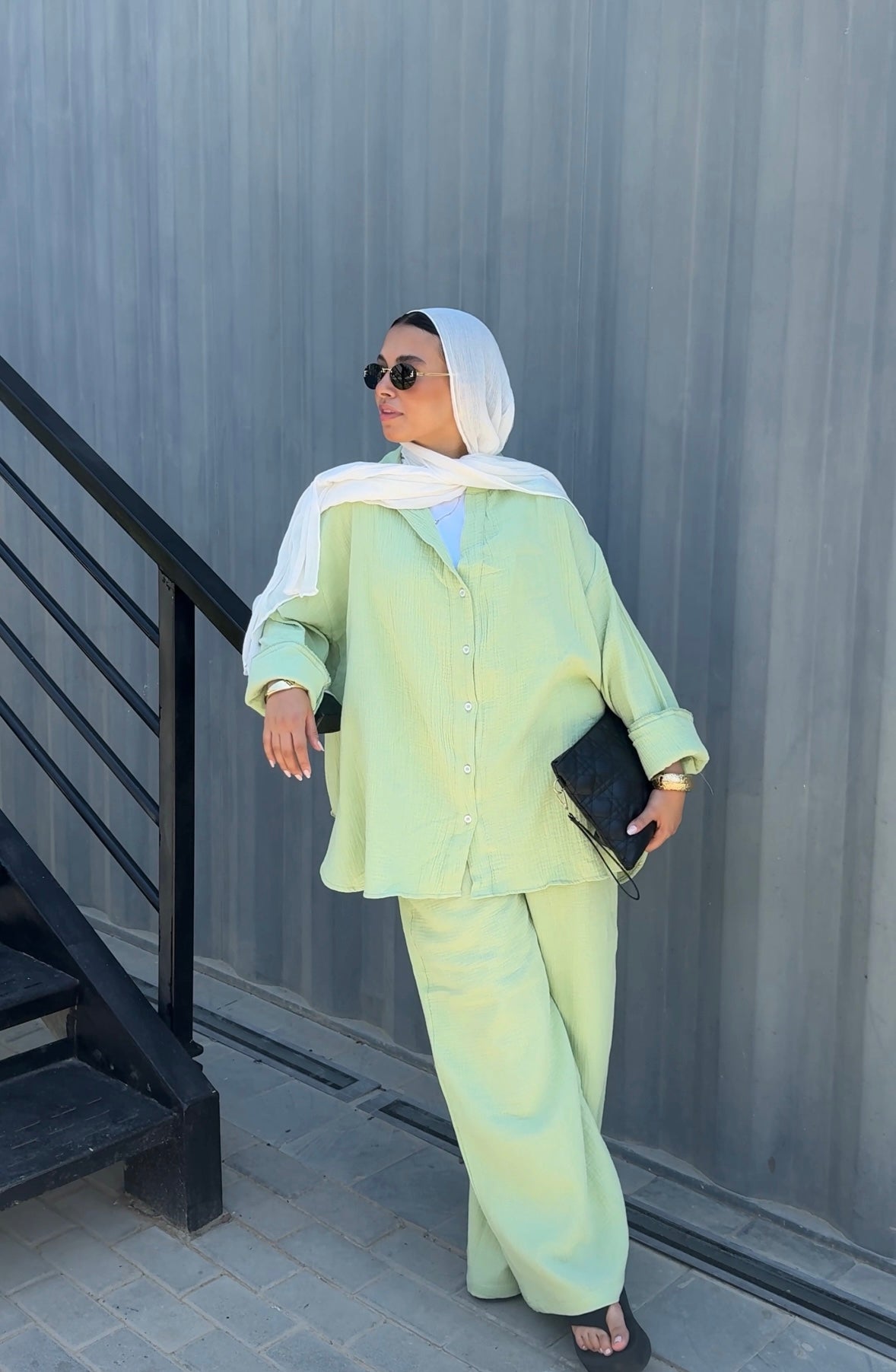 The breezy set in apple green
