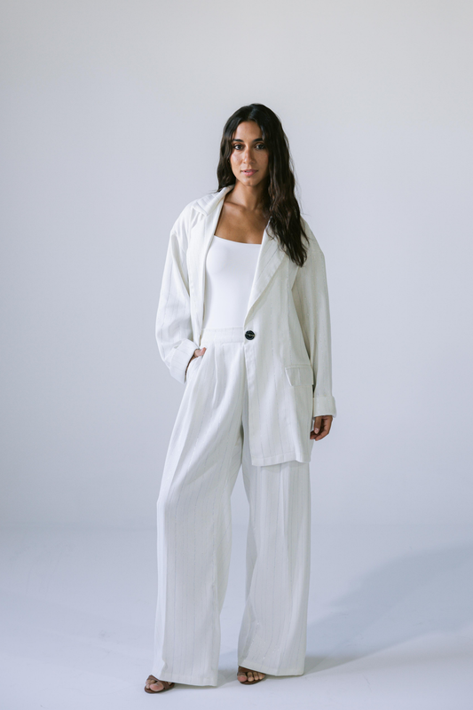 All That Glitter Linen Set - Silver