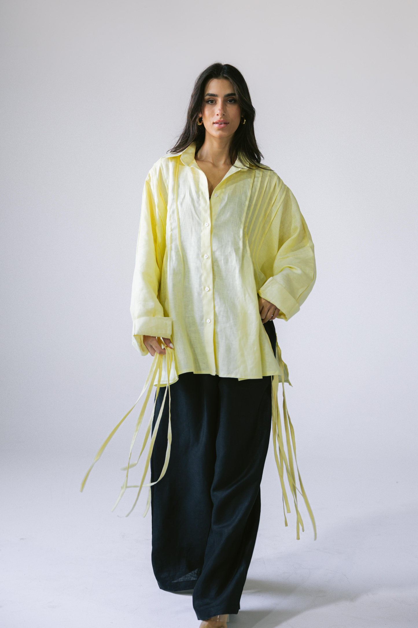 Summer Fringes Linen Shirt - Butter Yellow
